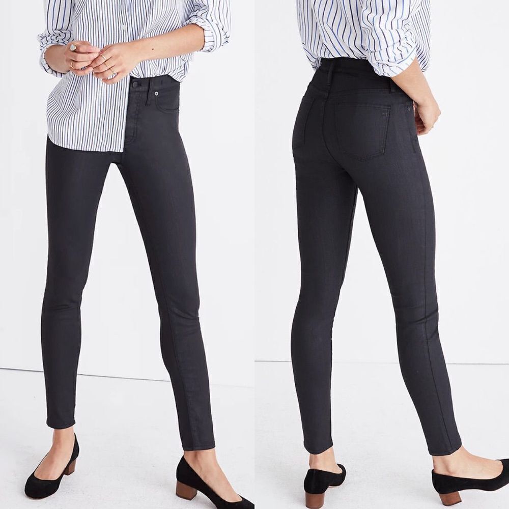 Madewell Black 9" High-Rise Skinny Jeans: Coated‎ Edition size 27